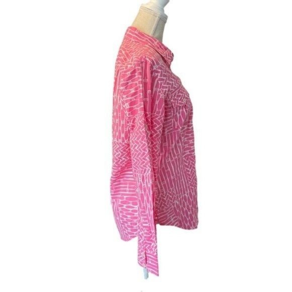 Lilly Pulitzer Geometric Print Resort Fit Button Down Blouse Top Small - Picture 9 of 16